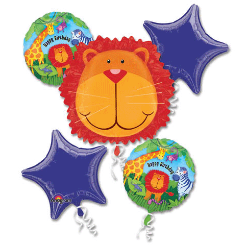 Bouquet Jungle Animals Birthday Balloon Packaged