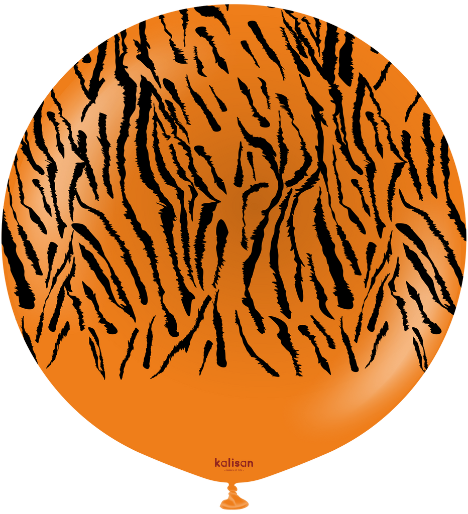 24" Kalisan Safari Tiger Orange (Printed Black-1 Per Bag) Latex Balloons