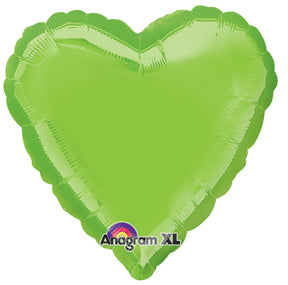18" Iridescent Lime Green Decorator Heart Anagram Brand Balloon