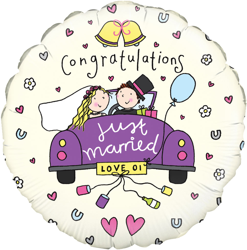 18" Congratulations Just Married Oaktree Foil Balloon