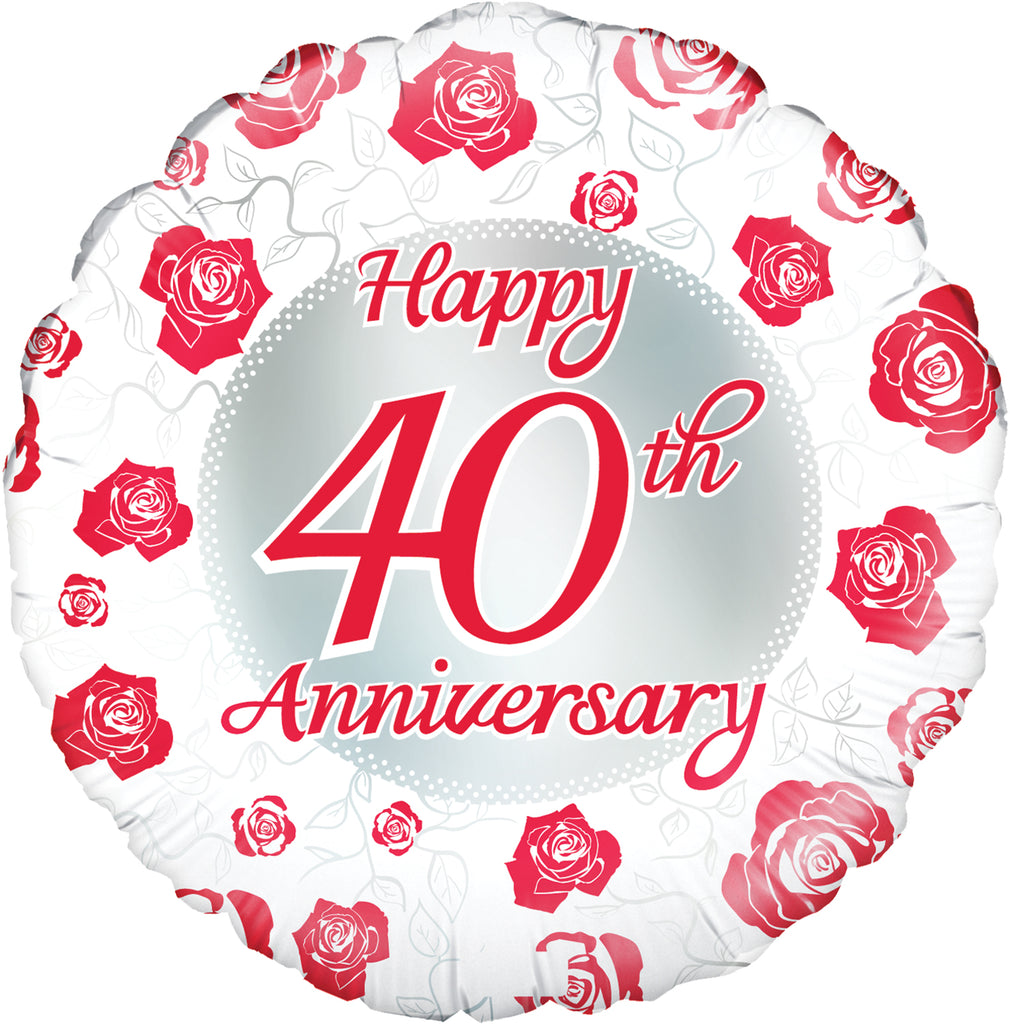18" Happy 40th Anniversary Oaktree Foil Balloon