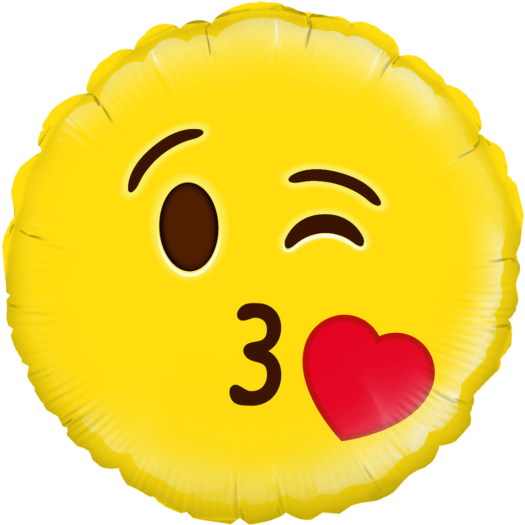 18" Blow A Kiss Emoji Oaktree Foil Balloon