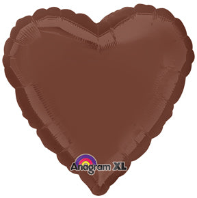 18" Chocolate Brown Decorator Heart Anagram Brand Balloon
