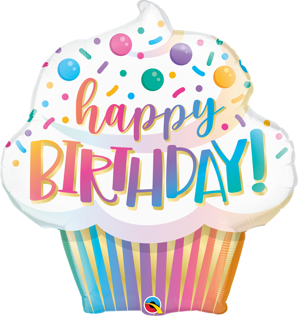 31" Foil Birthday Ombre Cupcake Foil Balloon