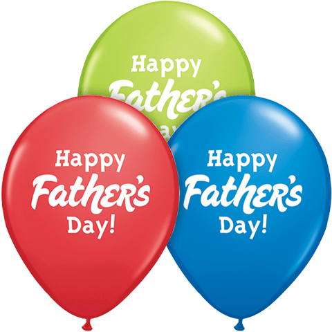 11" Happy Father's Day! Blue, Red, Green (50 Count) Latex Balloons