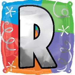 18" Designer Square Letter Balloon "R"