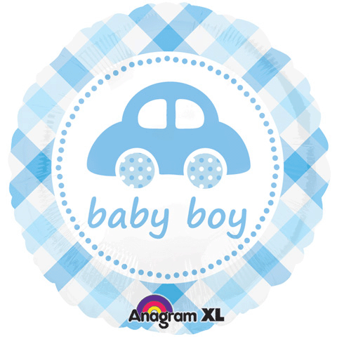 32" Baby Boy Plaid Car Jumbo Balloon