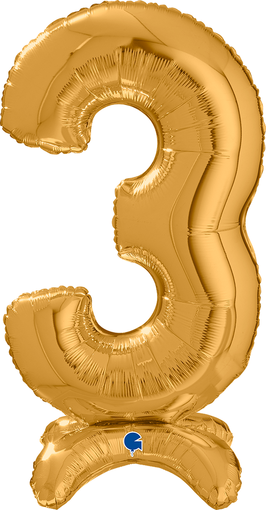 25" Number Standup 3 Gold Foil Balloon