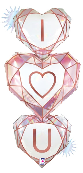 Ballon aluminium coeur rose gold holographique