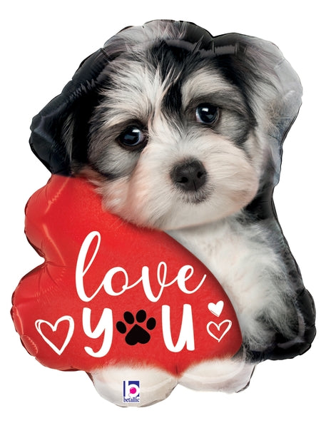 24" Foil Shape Love You Puppy Foil Balloon