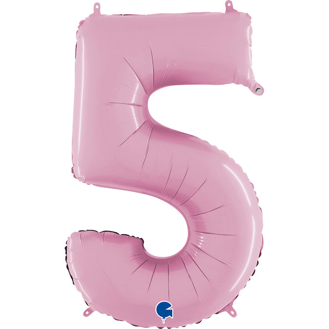 26" Midsize Foil Shape Balloon Number 5 Pastel Pink
