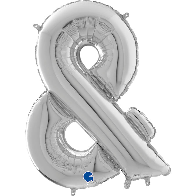 26" Symbol Ampersand Silver Foil Balloon