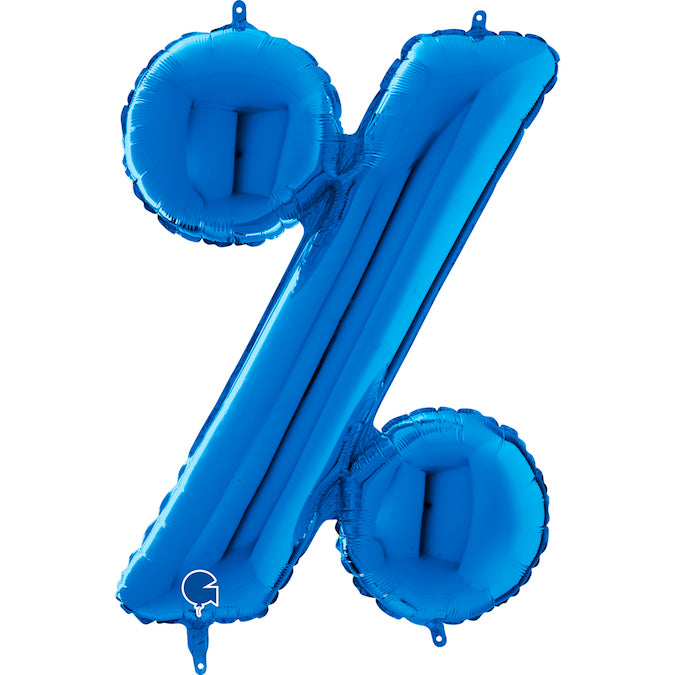 26" Symbol Percentage Blue Foil Balloon