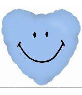 4" Airfill Only Blue Heart Smiley Face Balloon