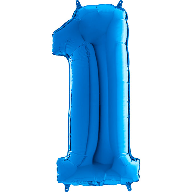 26" Midsize Foil Shape Balloon Number 1 Blue