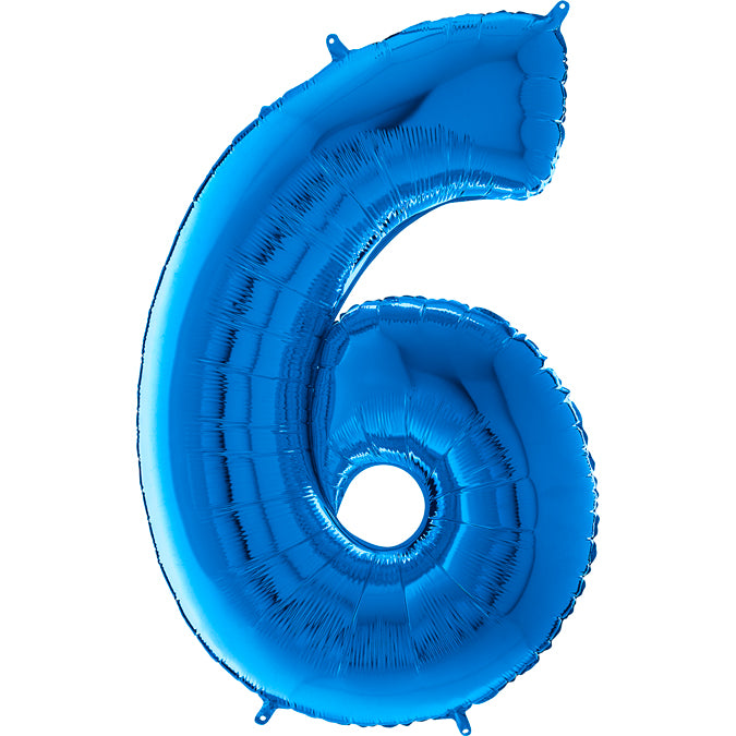 26" Midsize Foil Shape Balloon Number 6 Blue