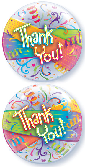 22" Thank You Streamers Plastic Bubble Balloons