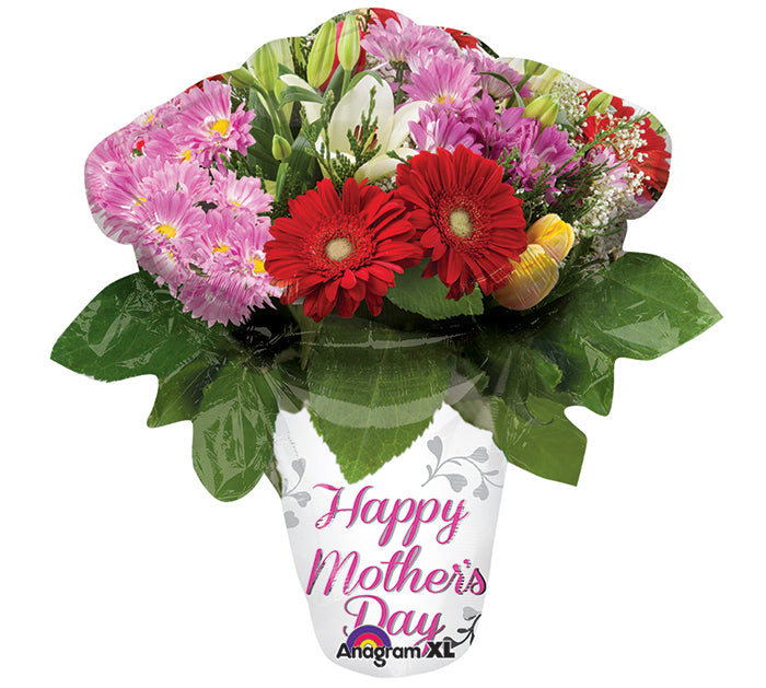 27" SuperShape Happy Mother's Day Flower Vase Balloon