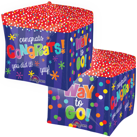 15" Cubez Way to Go! Congrats Cube Balloon Packaged