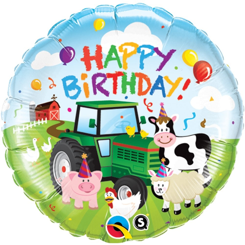 18" Birthday Barnyard Packaged Mylar Balloon