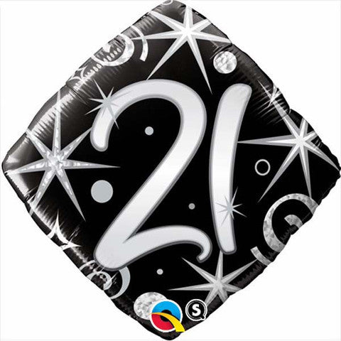 18" Number 21 Elegant Sparkles and Swirls Balloon