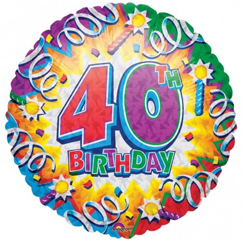 18" Prismatic 40th Birthday Foil Balloon