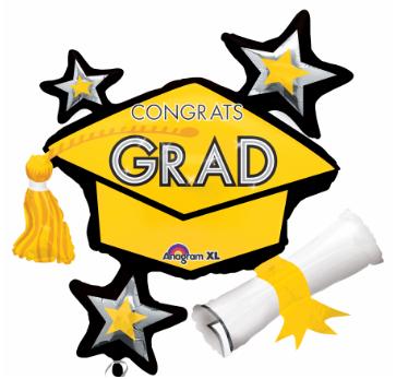 31" SuperShape Congrats Grad Yellow Cluster Packaged Balloon