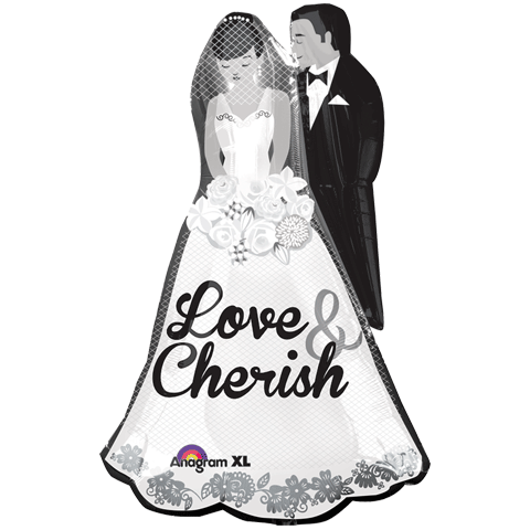 34" SuperShape Love and Cherish Couple Packaged Balloon