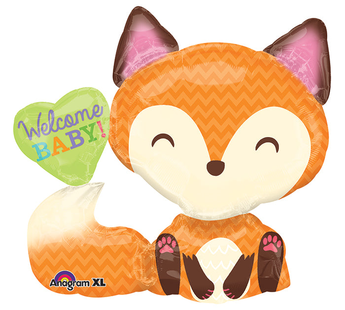 28" SuperShape Welcome Baby Fox Balloon Packaged