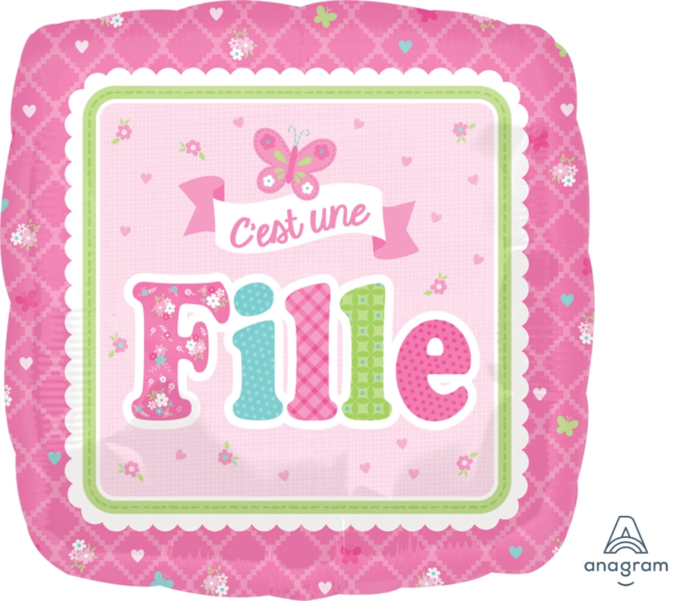 18" Welcome C'est Une fille Balloon Packaged