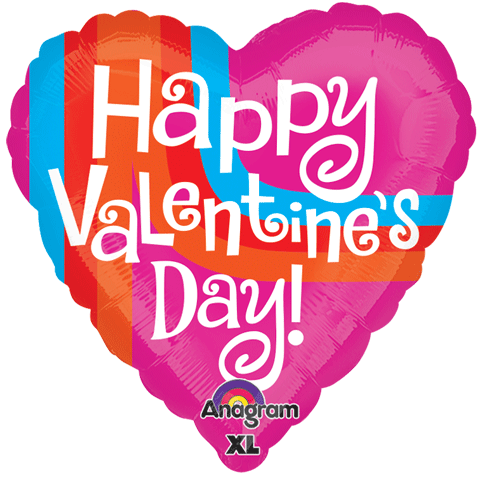 21" ColorBlast Happy Valentines Day Graphic Stripe Balloon