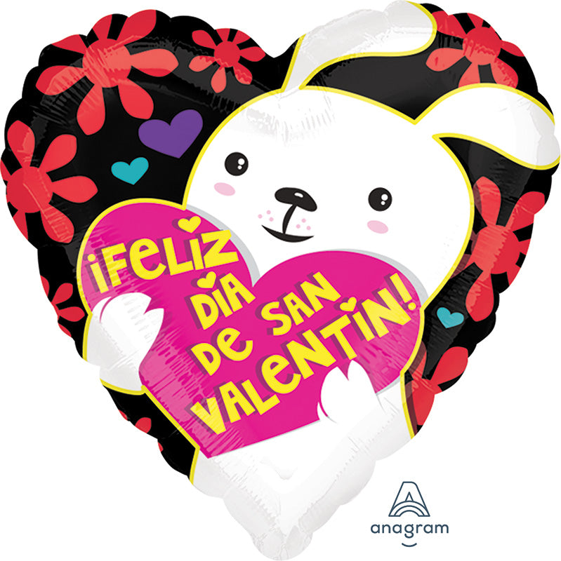 18" Feliz Dia de San Valentin Puppy Balloon Packaged (Spanish)