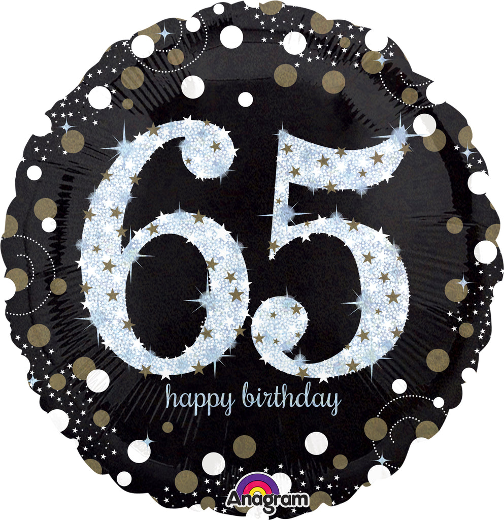 28" Jumbo Sparkling Birthday 65 Balloon