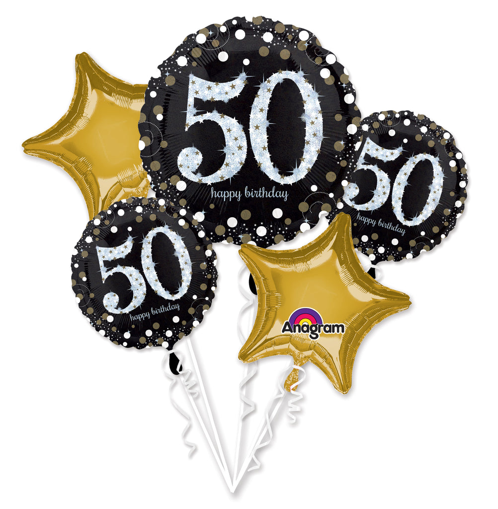 Bouquet Sparkling Birthday 50 Balloon Packaged