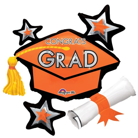 31" Jumbo Congrats Grad Orange Cluster Balloon