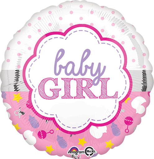 18" Baby Girl Scallop Balloon