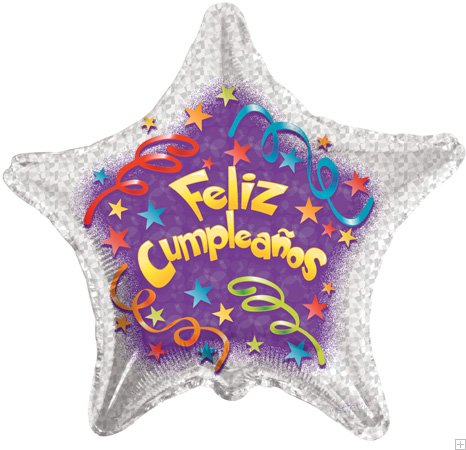 36" Feliz Cumpleanos Streamers Balloon (Spanish)