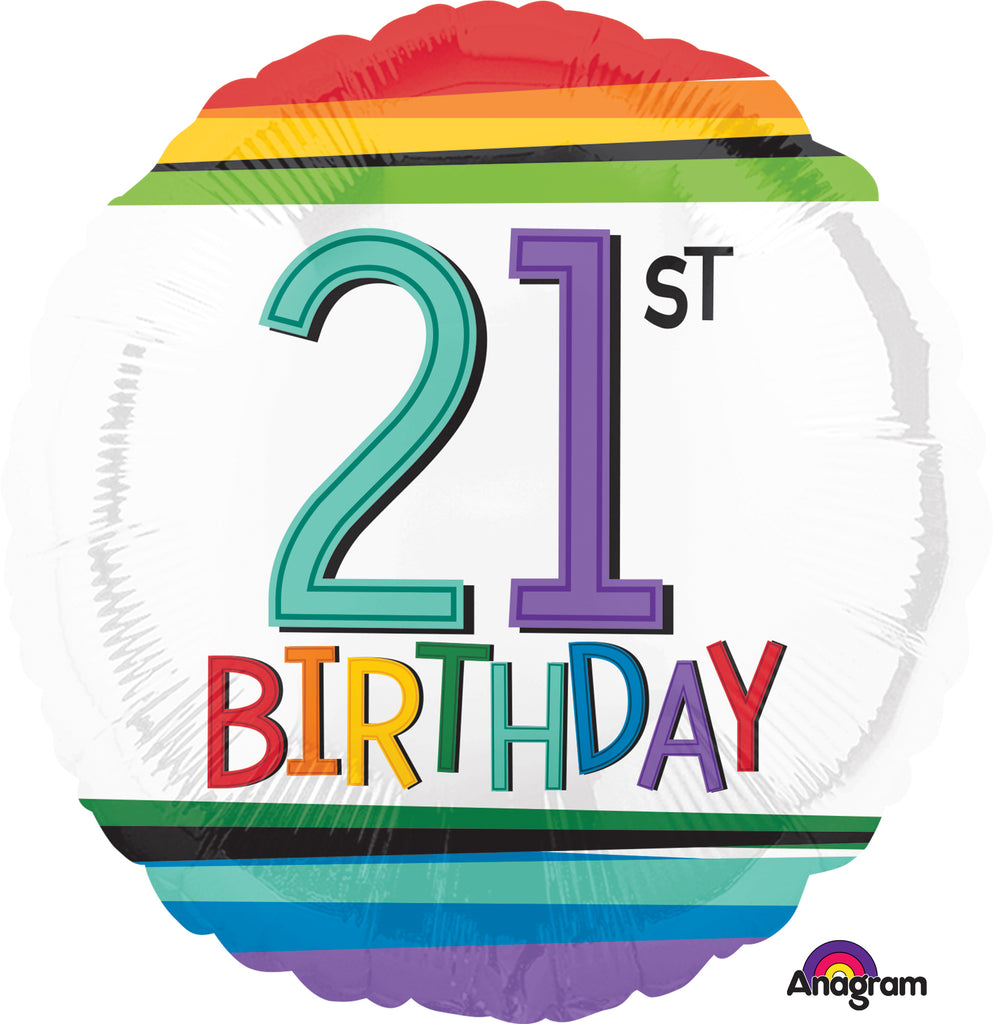 18" Rainbow Birthday 21st Balloon