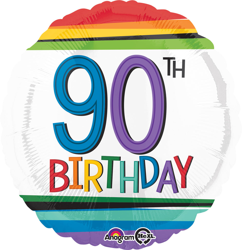 18" Rainbow Birthday 90 Balloon