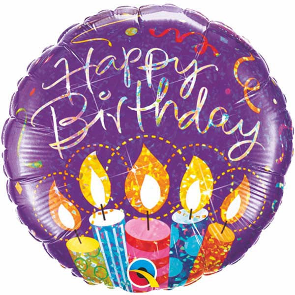 18" Birthday Party Candles Purple Balloon