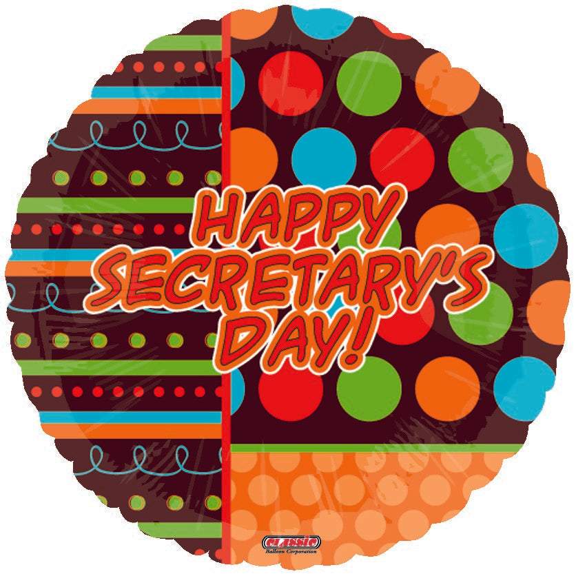 18" Happy Secratary's Day Dots Balloon