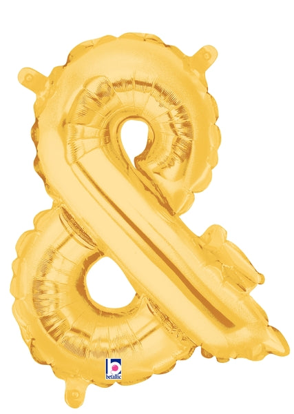 7" Airfill Only (requires heat sealing) Megaloon Jr. Letter Balloons Ampersand Gold