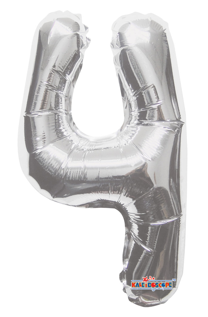 14" Airfill with Valve Only Number 4 Silver Balloon