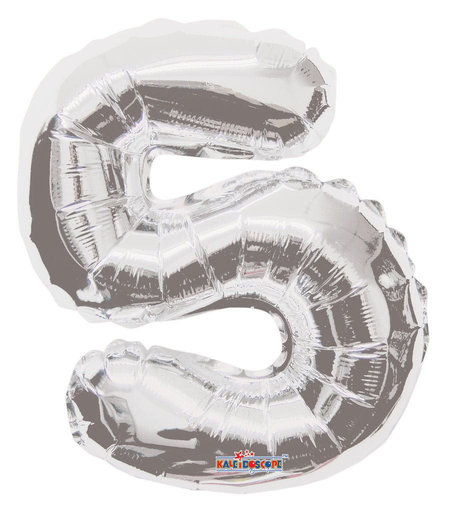 14" Airfill with Valve Only Number 5 Silver Balloon