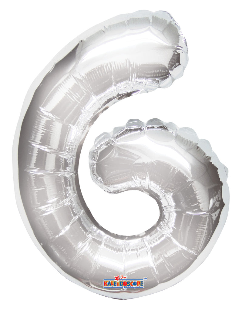 14" Airfill with Valve Only Number 6 Silver Balloon