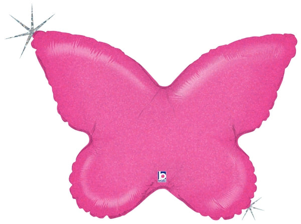 30" Holographic Solid Color Butterfly Pink Balloon