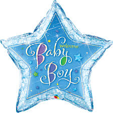 36" Welcome Baby Boy Stars Jumbo Balloon