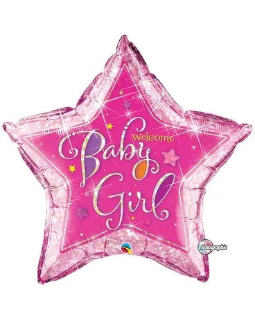 36" Welcome Baby Girl Stars Jumbo Balloon