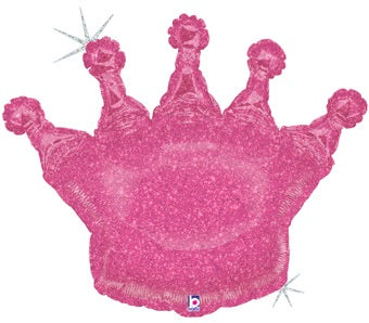 36" Foil Shape Balloon Pink Crown Balloon Glitter