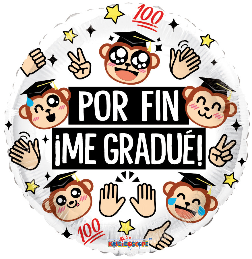 18" Por Fin Me Gradué Changuitos Gellibean Foil Balloon (Spanish)